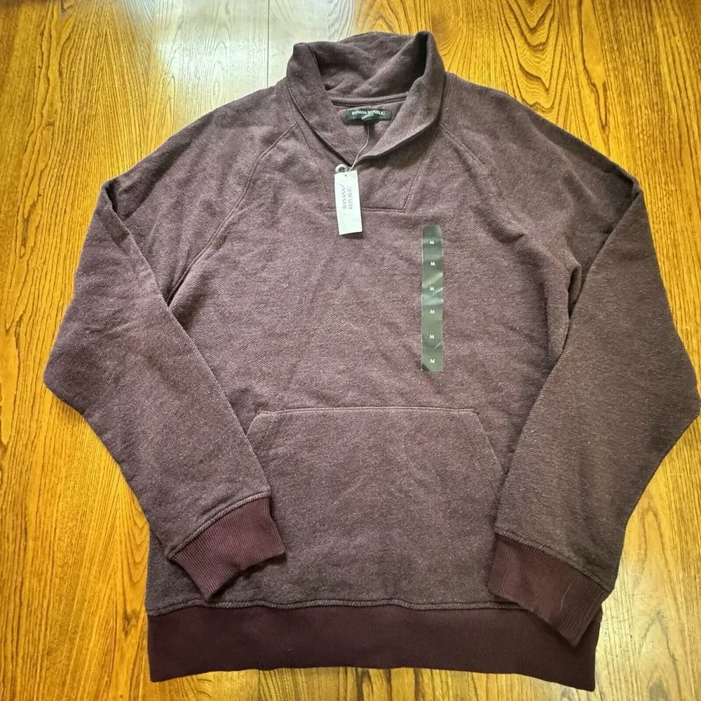 NWT Banana Republic Burgundy Shawl Collar Pullover‎ Sweater Men's Size M